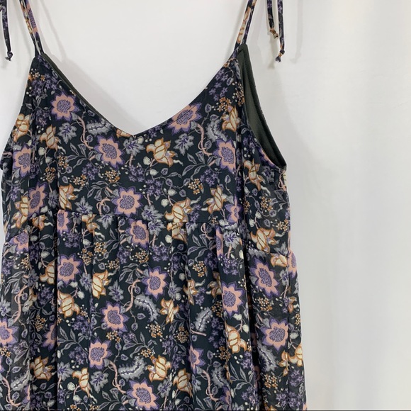 Wanderlust Woman's Dress BabyDoll Floral Tie Mini Boho Size Small Fall - Picture 4 of 7